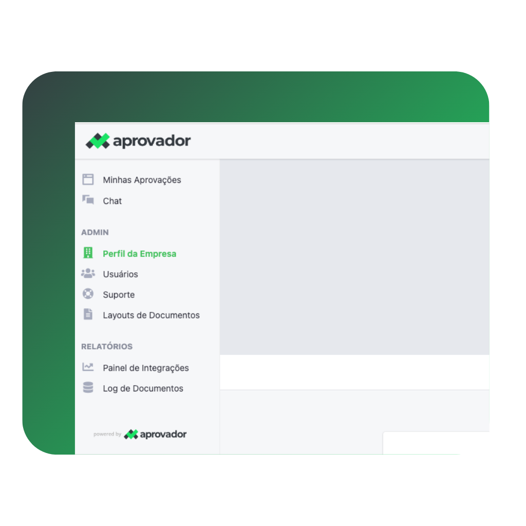 Tela principal do portal Aprovador mostrando solicitações